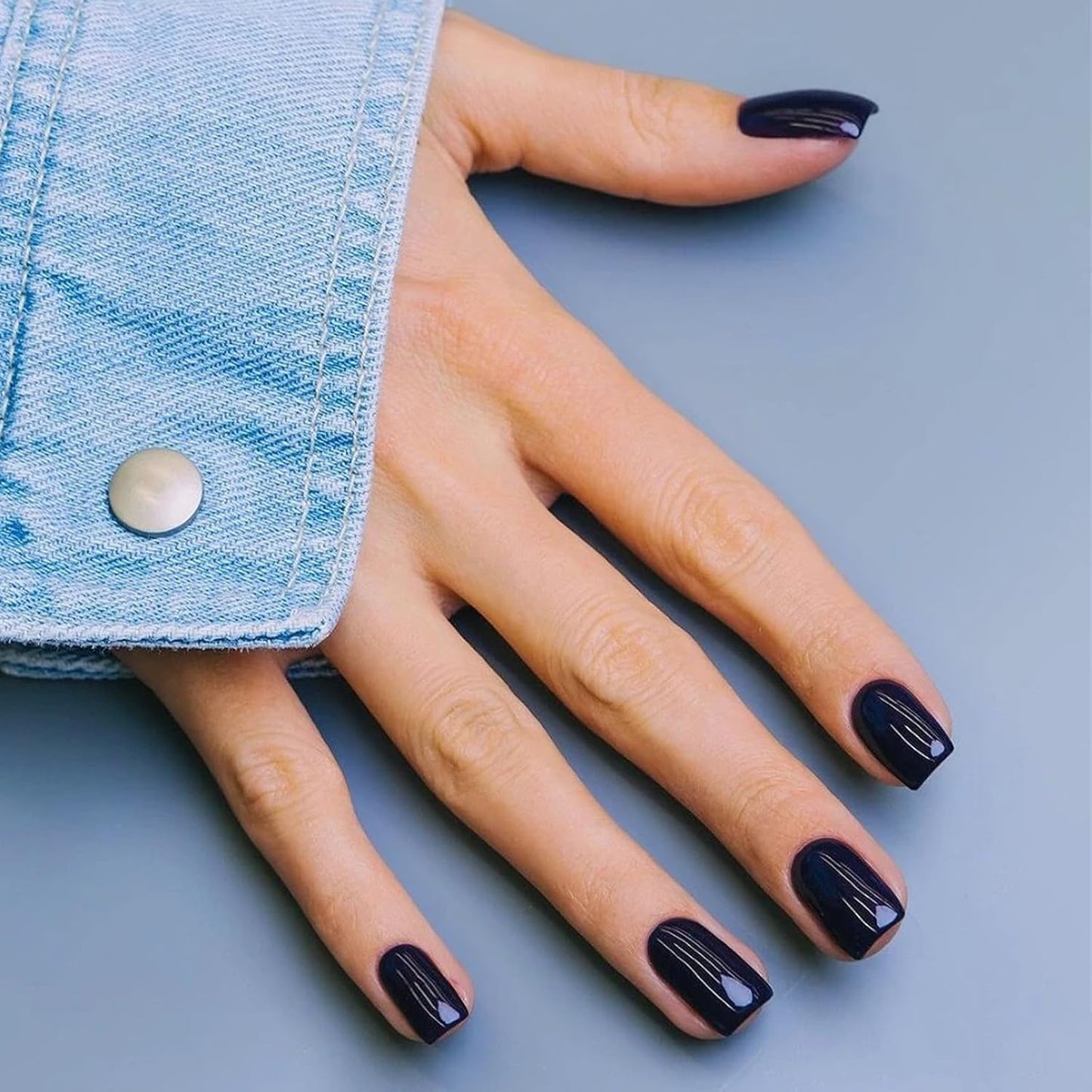 COSMOO 15ml Deep Blue Quick Dry Nail Polish, Black Blue Chip-Resistant Nail Lacquer for Nail Art