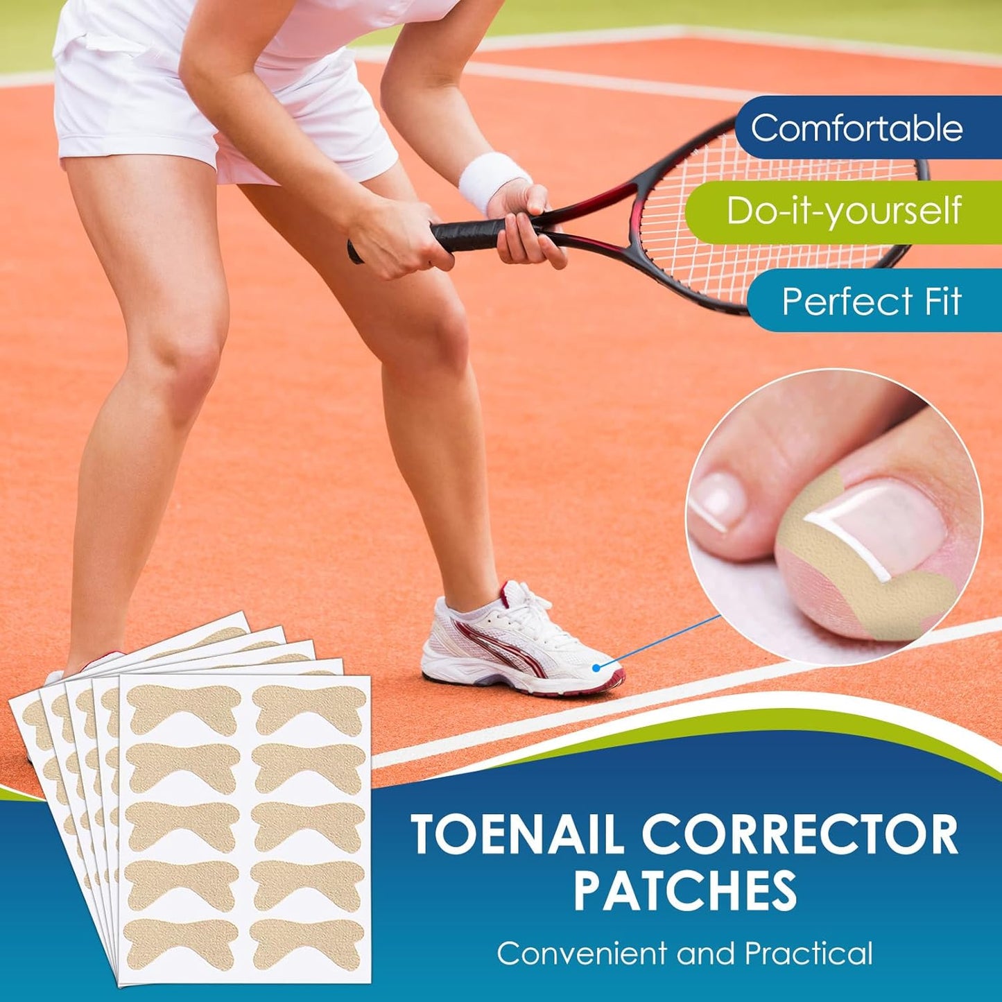 Ingrown Toenail Treatment, 50Pcs Breathable Ingrown Toenail Corrector Patches with Nail File & Lifter, Professional-Grade Treatment for Fast Results