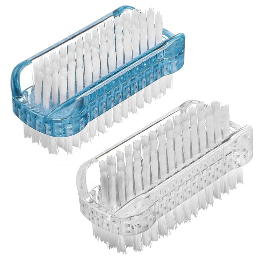 2PCS Two Sided Nail Brush, Soft and Stiff Bristles for Cleaning Under Nails and Fingernails, Durable Nylon PP Scrub Fingernail Brushes with Non Slip Grip, Nail Brushes Portable for Men Women