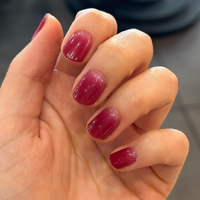 Semi Cured Gel Nail Strips - Minimalist Ombre Nail Polish Wraps, Works with Any UV Lamp - Long Lasting Easy Salon Manicure - 24pcs with 2 Prep Pads, Nail File & Cuticle Stick (Cough Syrup)