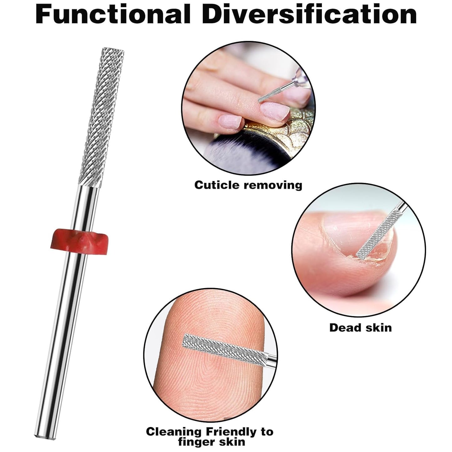 2Pcs Nail Drill Bits, Nail Drill Bits Cuticle Bit for Nail Drill Suitable for Electric Nail File, Nail Bits Cuticle Drill Bits for Nails Cleans Dead Nail Supplies Carbide Drill Bits Remover