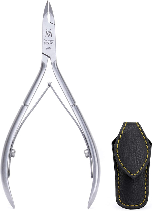 GERMANIKURE Luxury Cuticle Nipper in Leather Case, Double Sharpened, Ethically Made in Solingen Germany
