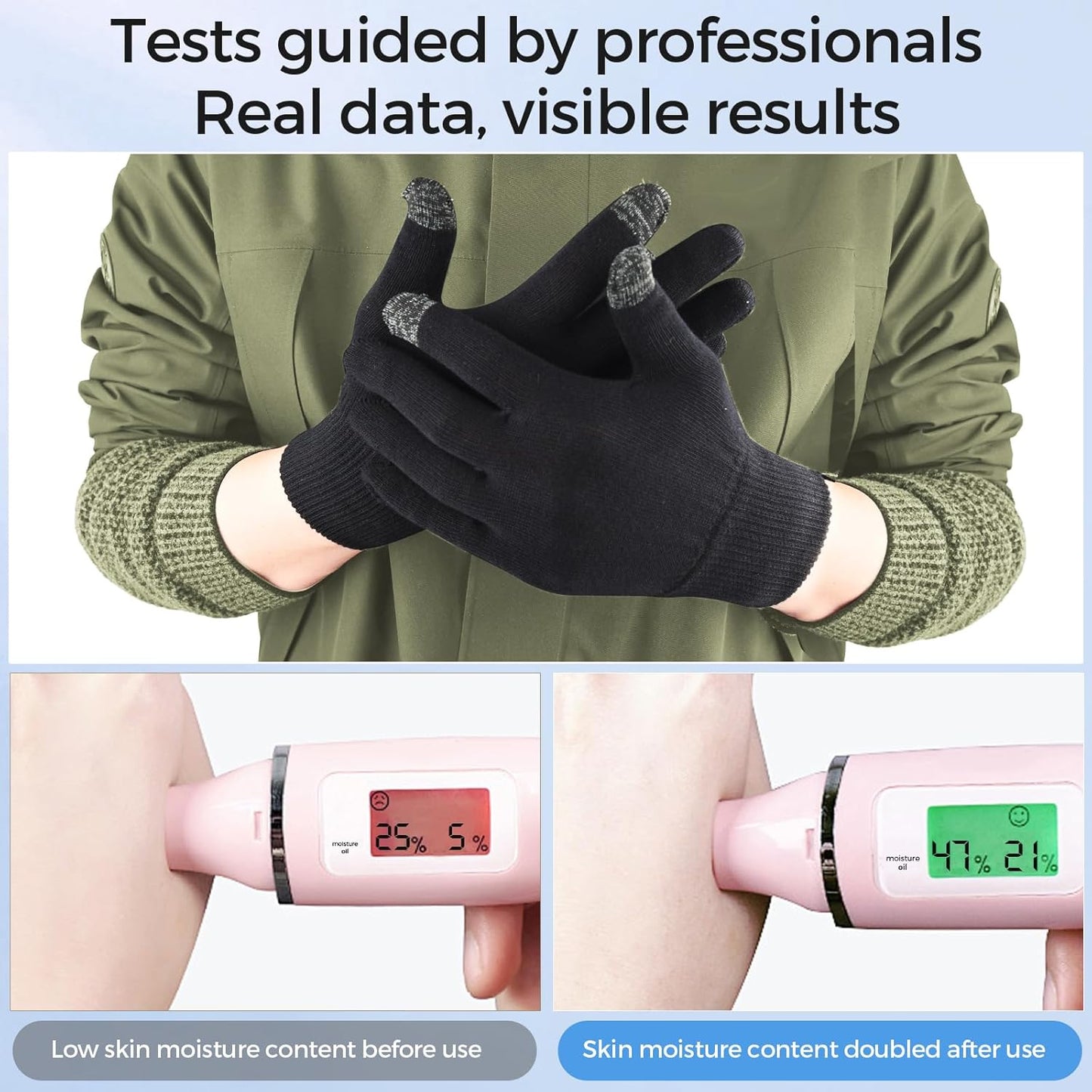 Donfri 10 Pairs Cotton Moisturizing Gloves Men Touchscreen Fingers for Eczema Dry Hands Hand Care Overnight Moisturizing (Large-Black)