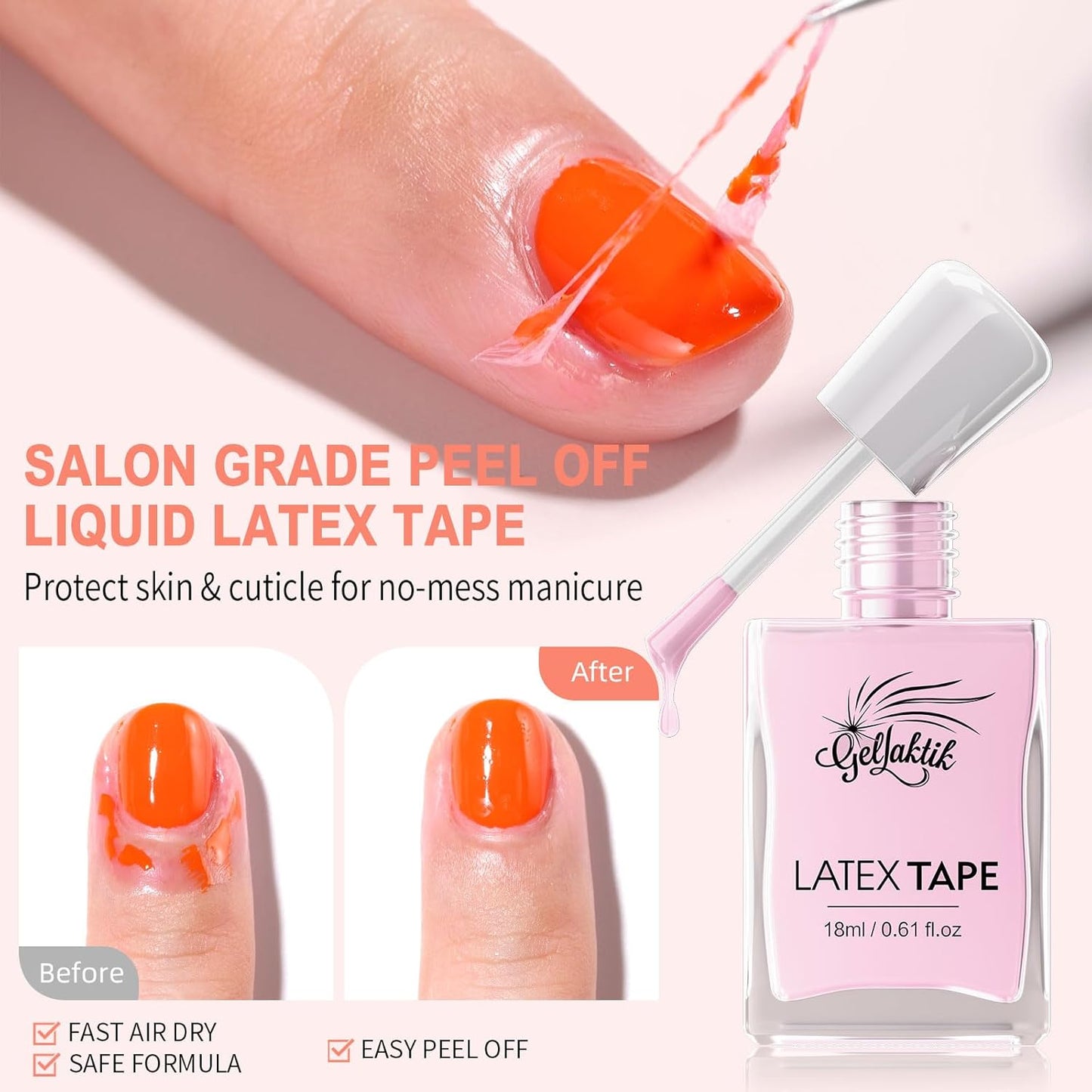 Gel Nail Polish Remover, Professional Quick Easy Remove Gel Polish for Nails, No Need Soaking or Wrapping, 15ml 3-5 Minutes (Rose)