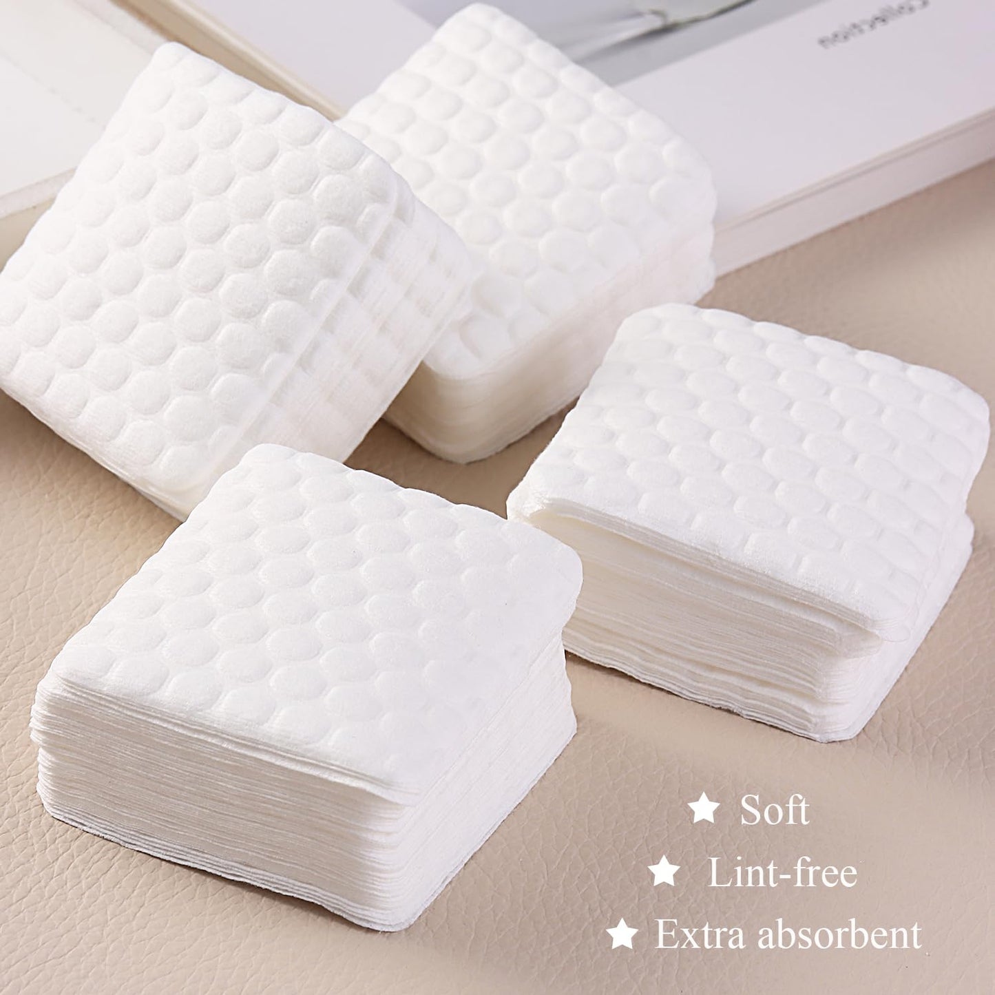 200pcs Nail Polish Remover Lint Free Nail Wipe, Soft Absorbent White Cotton Pad for Eyelash Extension Glue Cleaner Soak To Remove Acrylic Gel Push-Down Pump Dispenser Bottle 290ml(9.81fl.oz)
