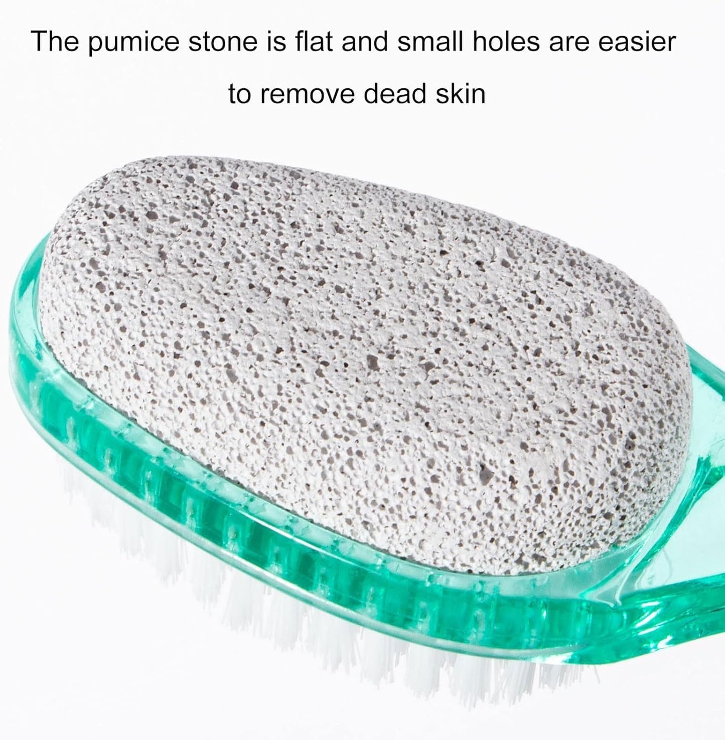 4 Pcs Foot Brush for Shower with Handle 2 in 1,Ooloveminso Large Foot Pumice Stone Brush Scrubber Foot File Calluses Remove Suitable for Horniness Foot Spa,Foot Care Smooth Skin (Green&Transparent)