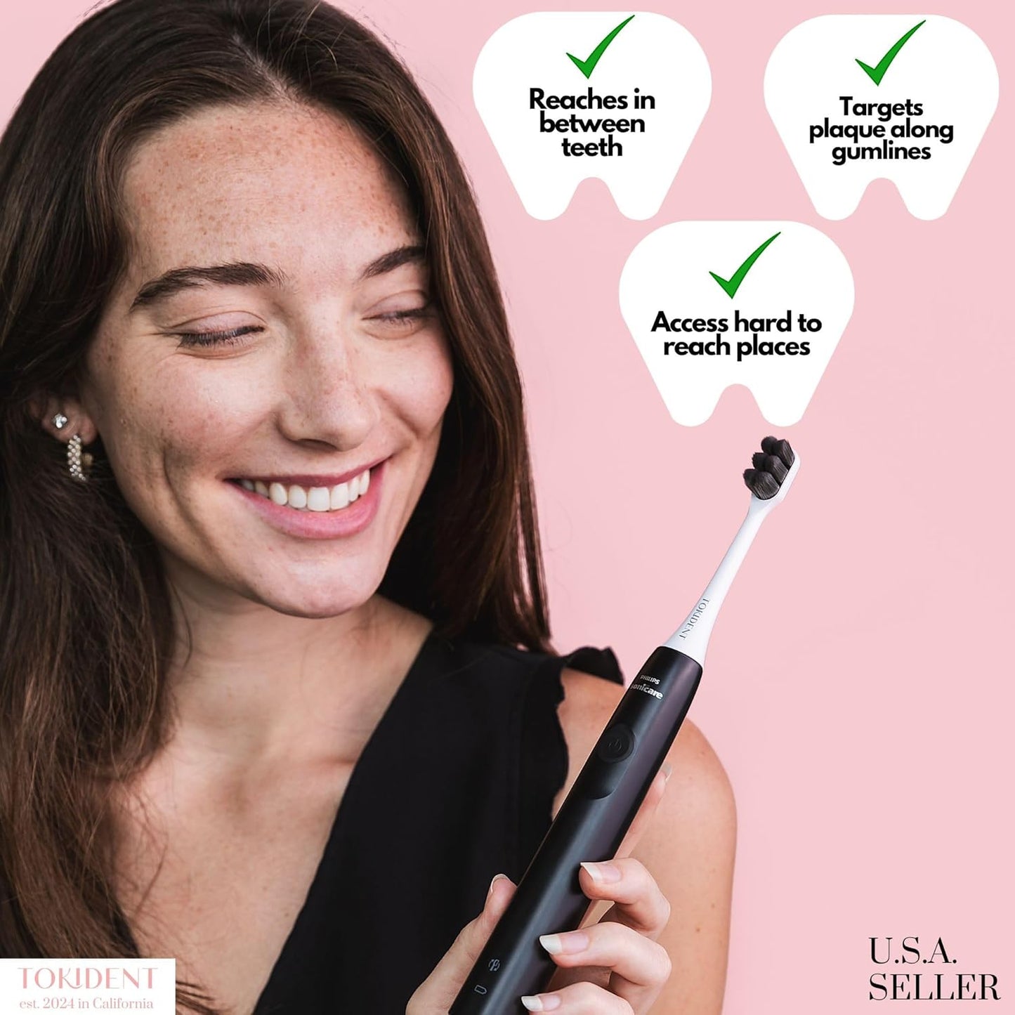 Replacement Brush Heads for Philips Sonicare Electric Brush - Ultra Soft Toothbrush Heads for Sensitive Teeth & Gums - Replacement Head with 10,000 Wave Cut Nano Bristles - 2 Pack - Stealth