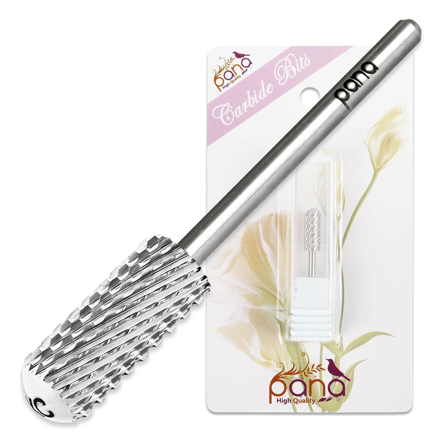 PANA 3/32" Small Smooth Round Top Safety Carbide Nail Drill Bit for Gel Polish & Acrylic Removal Nail Salon Manicure Pedicure Electric File Tools (Small Barrel - Silver, Extra Coarse)
