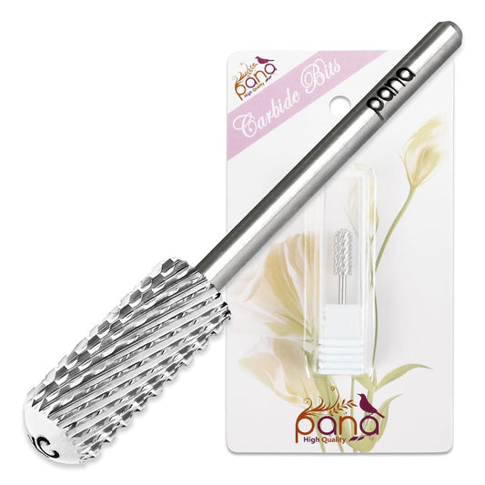 PANA 3/32" Small Smooth Round Top Safety Carbide Nail Drill Bit for Gel Polish & Acrylic Removal Nail Salon Manicure Pedicure Electric File Tools (Small Barrel - Silver, Extra Coarse)