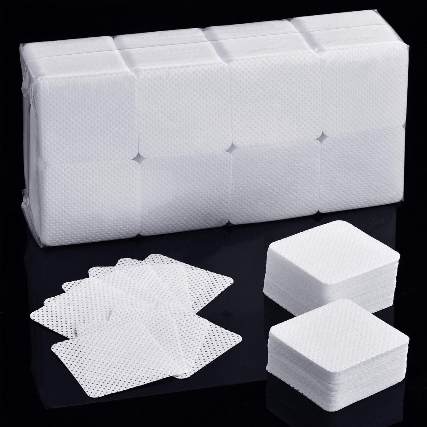 Maitys 1000 Pieces Eyelash Extension Glue Wipes Eyelash Glue Cleaner Non Woven Fabric Wipes Lash Supplies Accessories Tools for Extension Nail Polish Bottle(White)