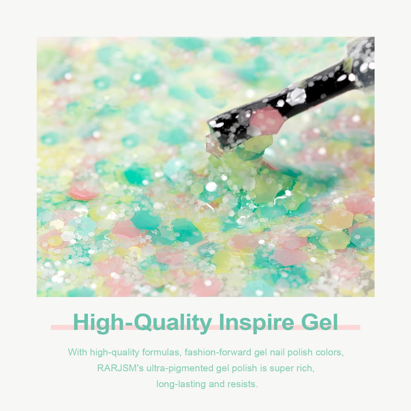 RARJSM Glitter Gel Nail Polish Pink Yellow Green Patel Spring Summer Color Big Flakes Gel Polish Sparkly Chunky Clear Shimmer Pigments Soak off Led UV Curing Required for Home Salon Manicure 15ml