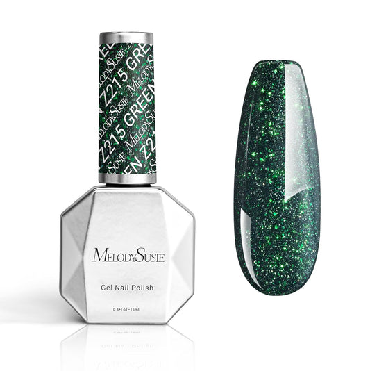 MelodySusie Green Glitter Gel Nail Polish,Sparkle 0.5 Fl Oz Soak Off UV LED Christmas Green Glitter Gel Polish Gift for Women Nail Art Manicure Salon DIY Nail Design Decoration at Home-z215