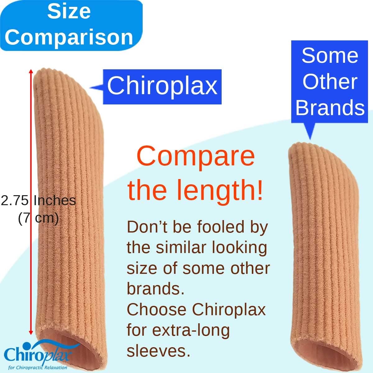 Chiroplax Toe Caps Sleeves Cushions Protectors Tubes Fabric & Gel Lining Finger Toe Separator for Bunion, Hammer Toe, Callus, Corn, Blister (Small, 5 Pack)