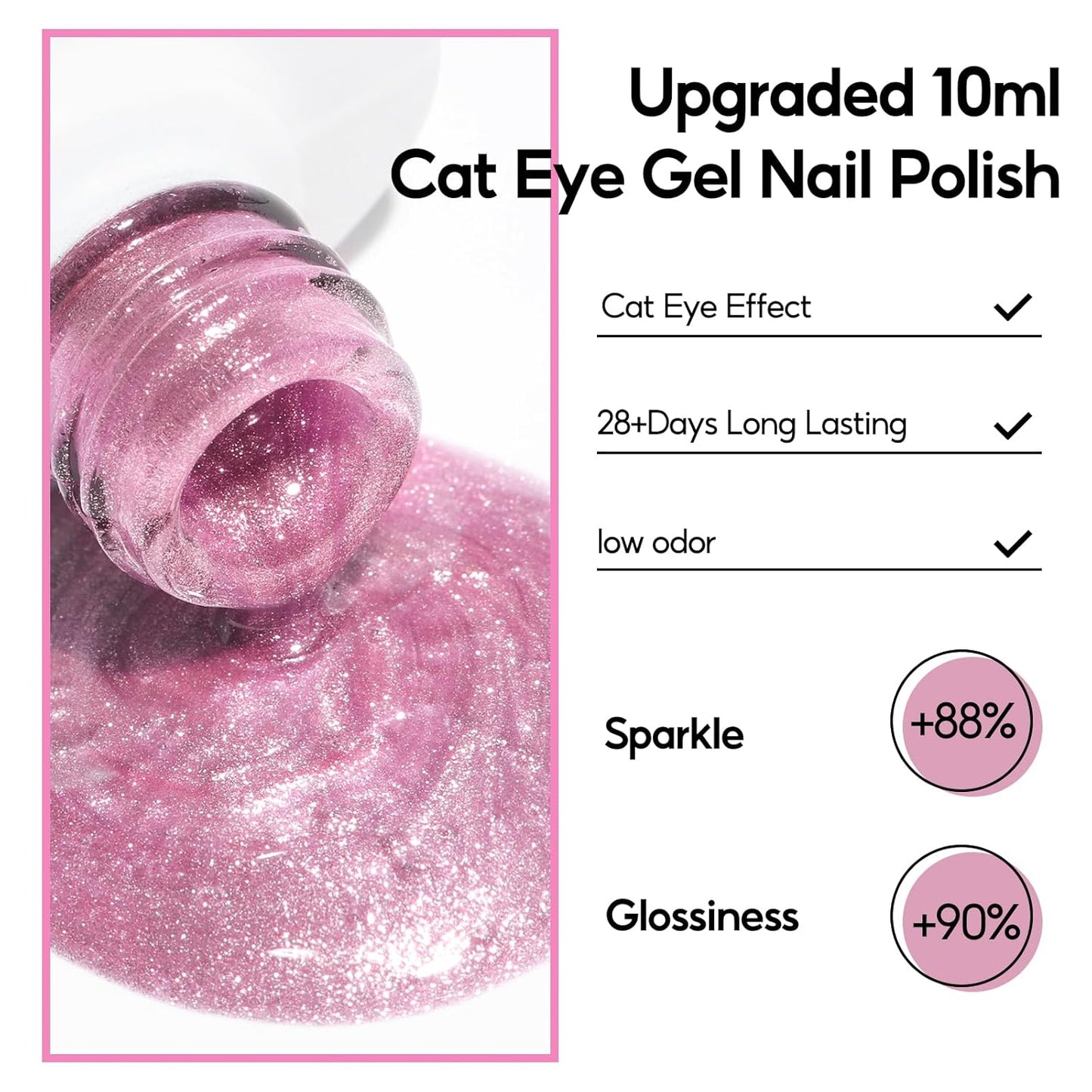Cat Eye Gel Nail Polish Set 6 Colors Glassy Milky Nude Pink Glitter Transparent Jelly Cateye Magnetic Kit Salon at Home DIY Gifts for Women