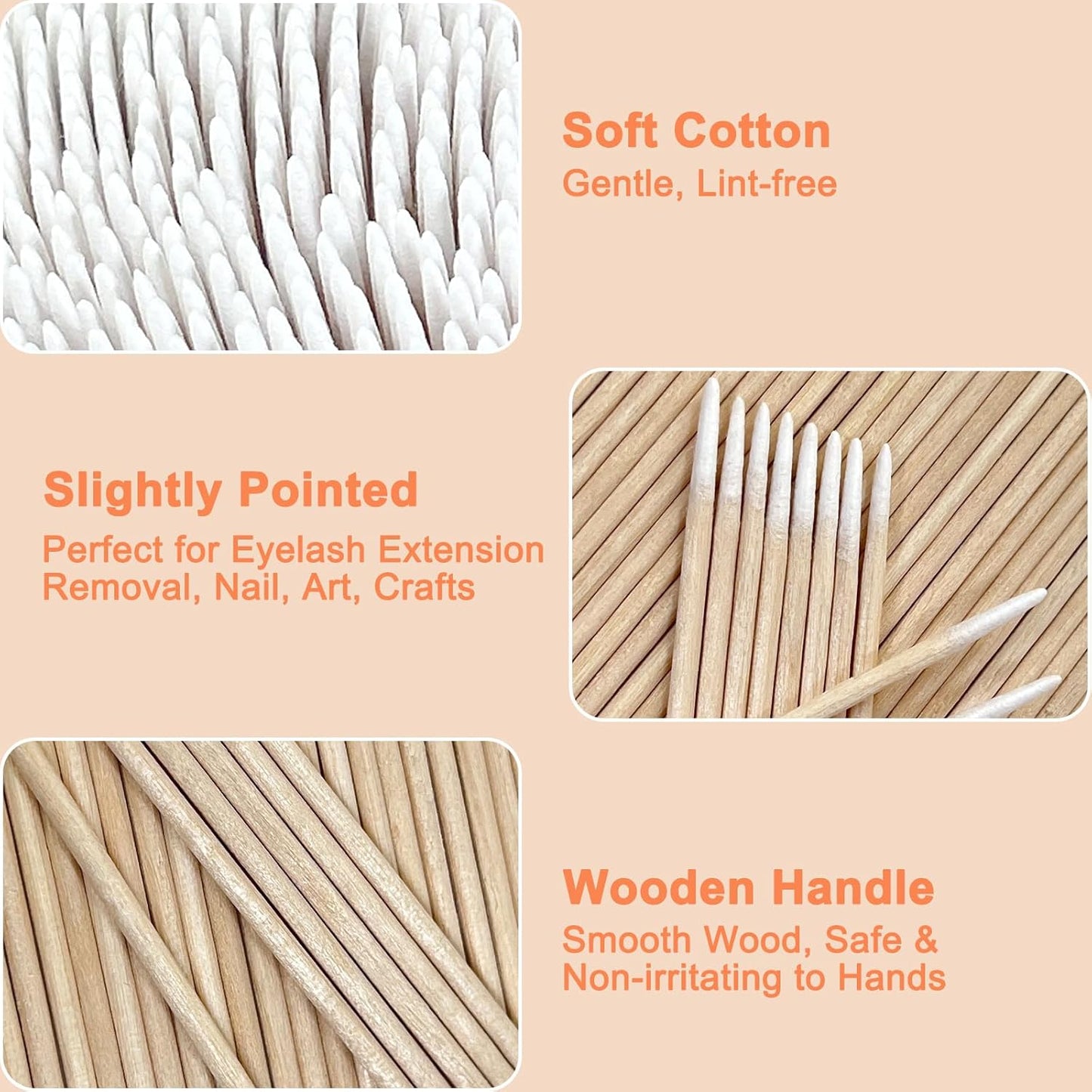 1000 Pcs Double Pointed Cotton Swabs for Nails, 4 Inch Lint Free Microblading Cotton Swab for Makeup, Nail Polish Clean Up Tool, for Beauty, Precision Makeup and Craft Applicators