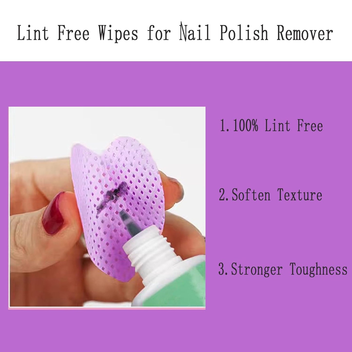 1000 PCS Nail Wipes, Lint Free Nail Polish Remover Wipes for Lash Extension, No Lint Eyelash Extension Glue Wipes, Absorbable Eyelash Extension Glue Cleaning Wipe for Gel Nail Polish Remover, Purple