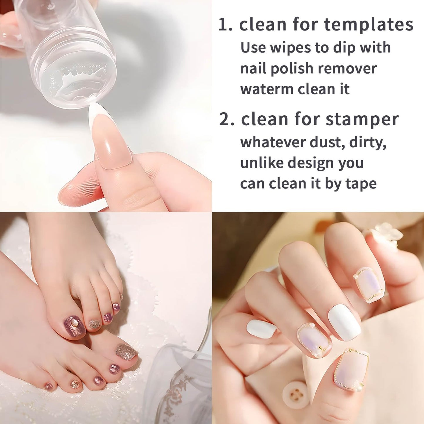 French Tip Tool,Nail Art Stamper Kit,Clear Silicone Stamping Jelly With Scraper,French Tip Stamp For Manicure Home DIY Nail Tips(2 PCS)
