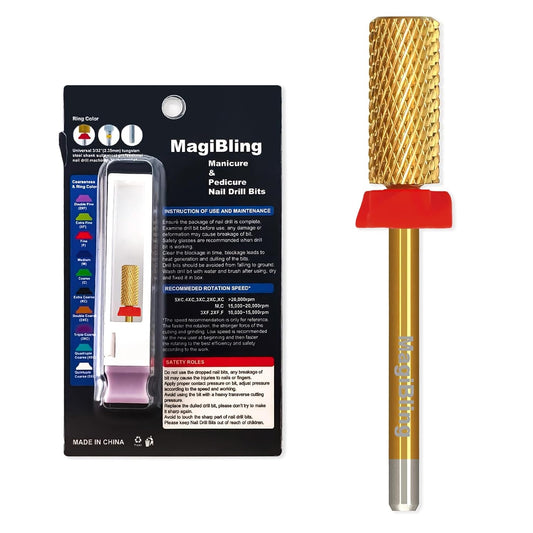3/32'' Super Cut Nail Drill Bits for Fast Hard Gel Removal, MagiBling Tungsten Carbide Bits for Professional Users, Upward Deep Cut, Right Hand Use, Manicure Cuticle Gel Polishing, Fine.