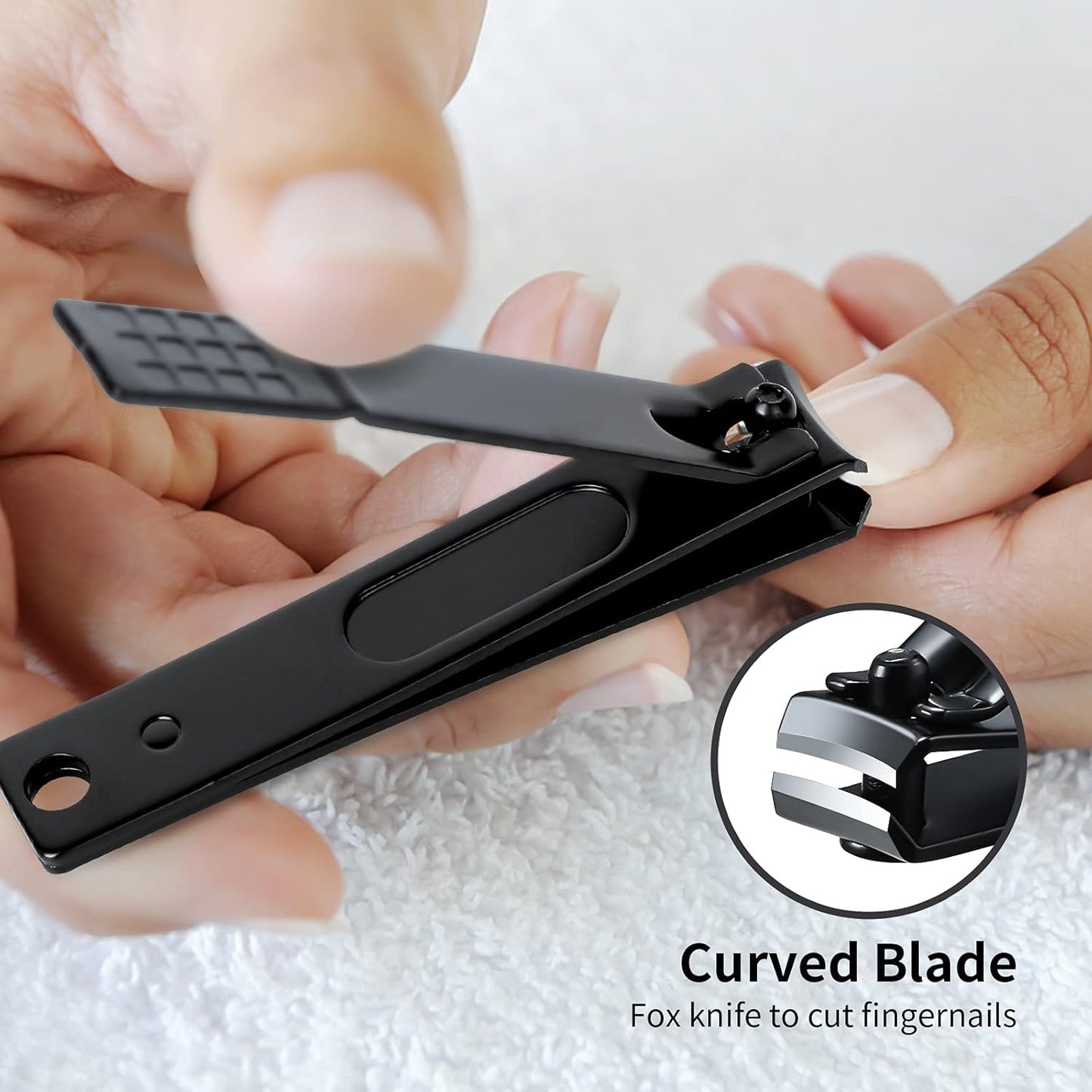 Nail Clippers Set, Sharp Stainless Steel Fingernail and Toenail Clippers, Nail Clippers for Thick Nails or Ingrown Nails, Perfect 3 PCS Black Nail Cutter for Men/Women/Kids, Set Include Nail File.