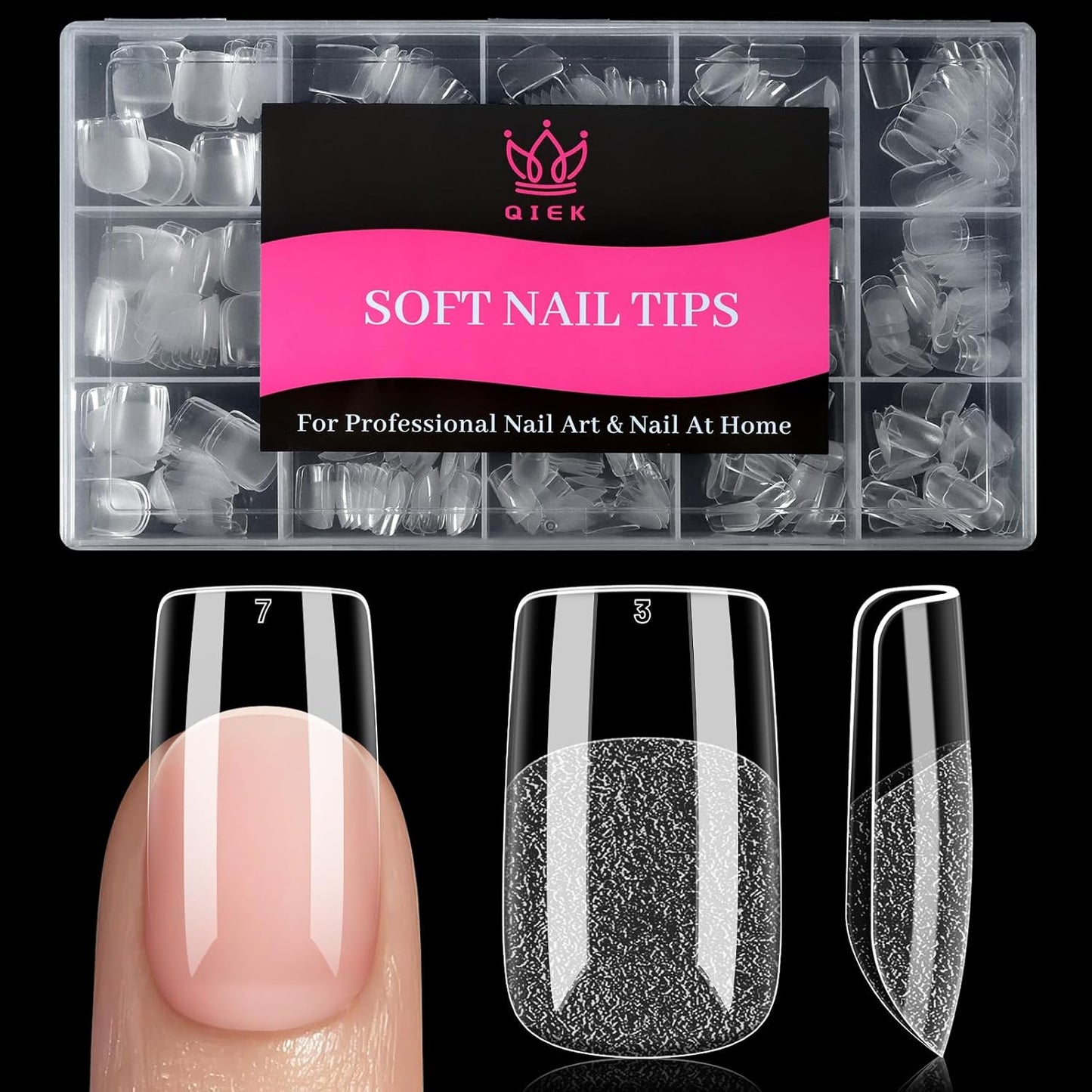 Short Square Fake Nail Tips - 15 Sizes 240 PCS Clear French Half Matte Press On False Nail Tips Pre-shaped Full Cover Gel Nail Tips Extensions Thick Long Lasting for DIY Beginners& Salon Manicure
