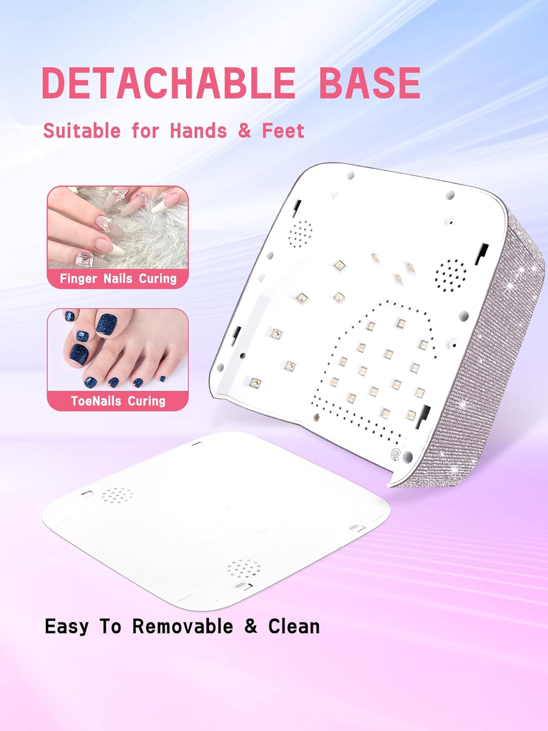 Hongfa Cordless Gel Nail Lamp, Rechargeable UV LED Nail Dryer for Gel Polish with LCD Display, Auto Sensor and 5 Timer Settings Professional Gel Curing Light for All Gel Nail Polish, Manicure Tools