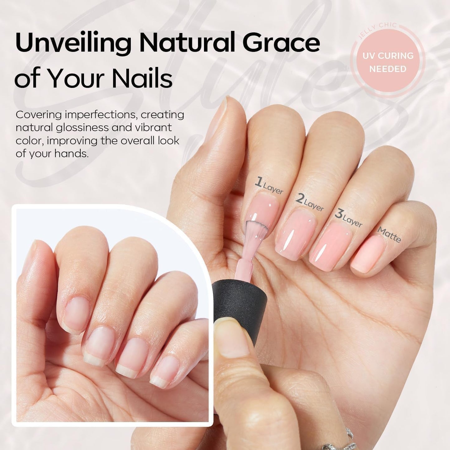 modelones Gel Nail Polish Set 2 Pcs 15ml Jelly Nude Pink and Milky White Gel Polish, French Manicure Base Gel Bubble Bath UV Soak Off Nail Gel for Nail Art, DIY Home or Salon