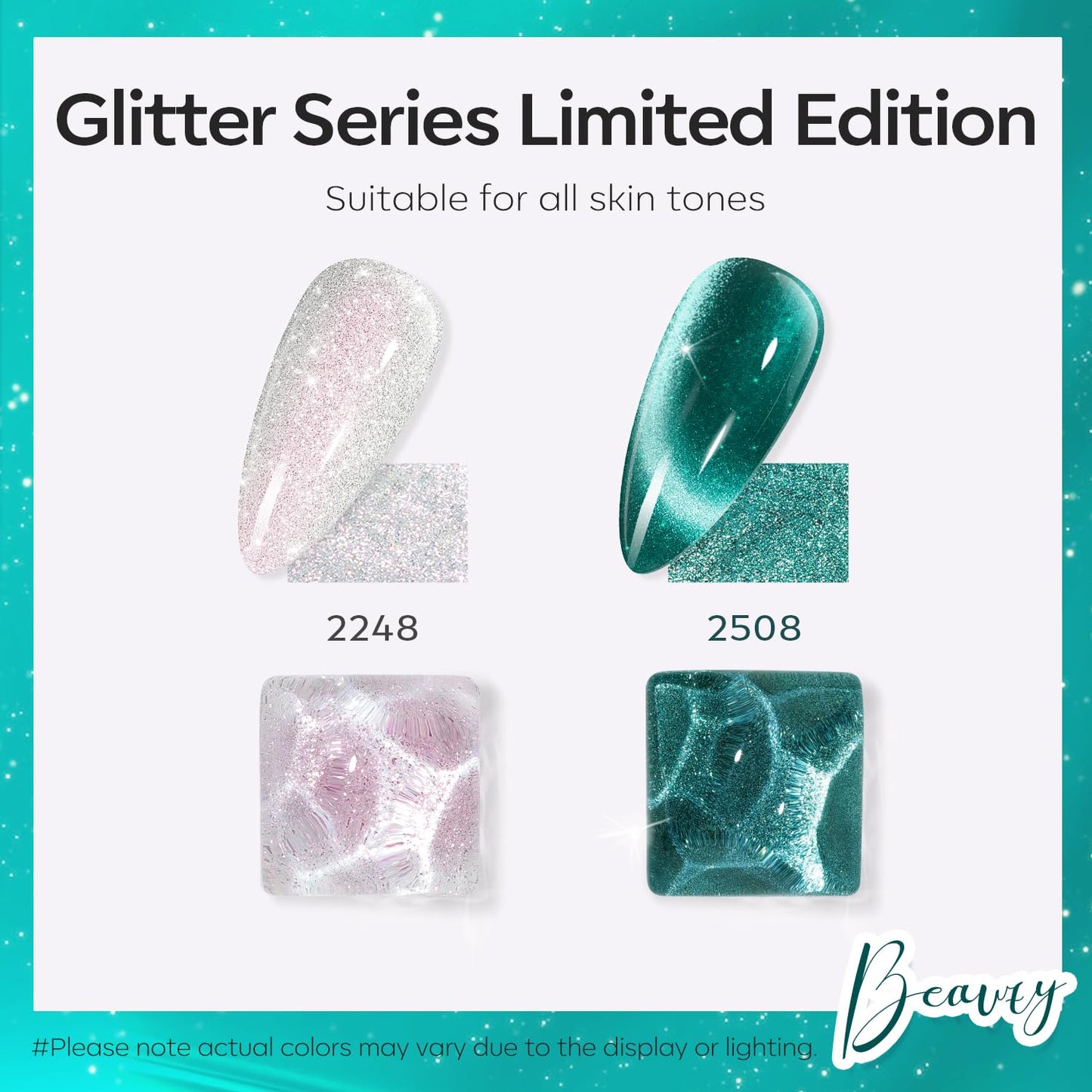 modelones Gel Nail Polish Set 2 PCS 15ML White Green Cat Eye Glitter Holographic Shimmer Nail Polish With Magnet Soak Off Led Manicure Art DIY Salon Gift For Women Girl