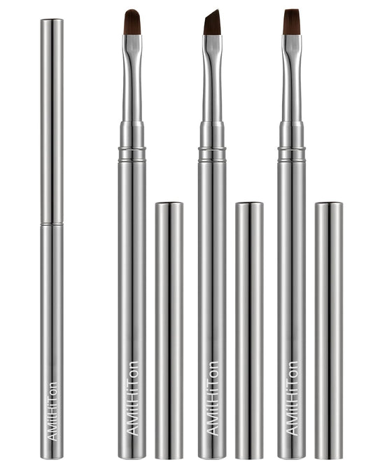 3PCS Brush for OPI Nail Polish Remover, AMilHiTon Nails Clean Up Brushes, Round/Angled/flat Acetone Resistant Nail Art Designs, and Tidying Up Polish Mishaps on Cuticles（Gun Color）