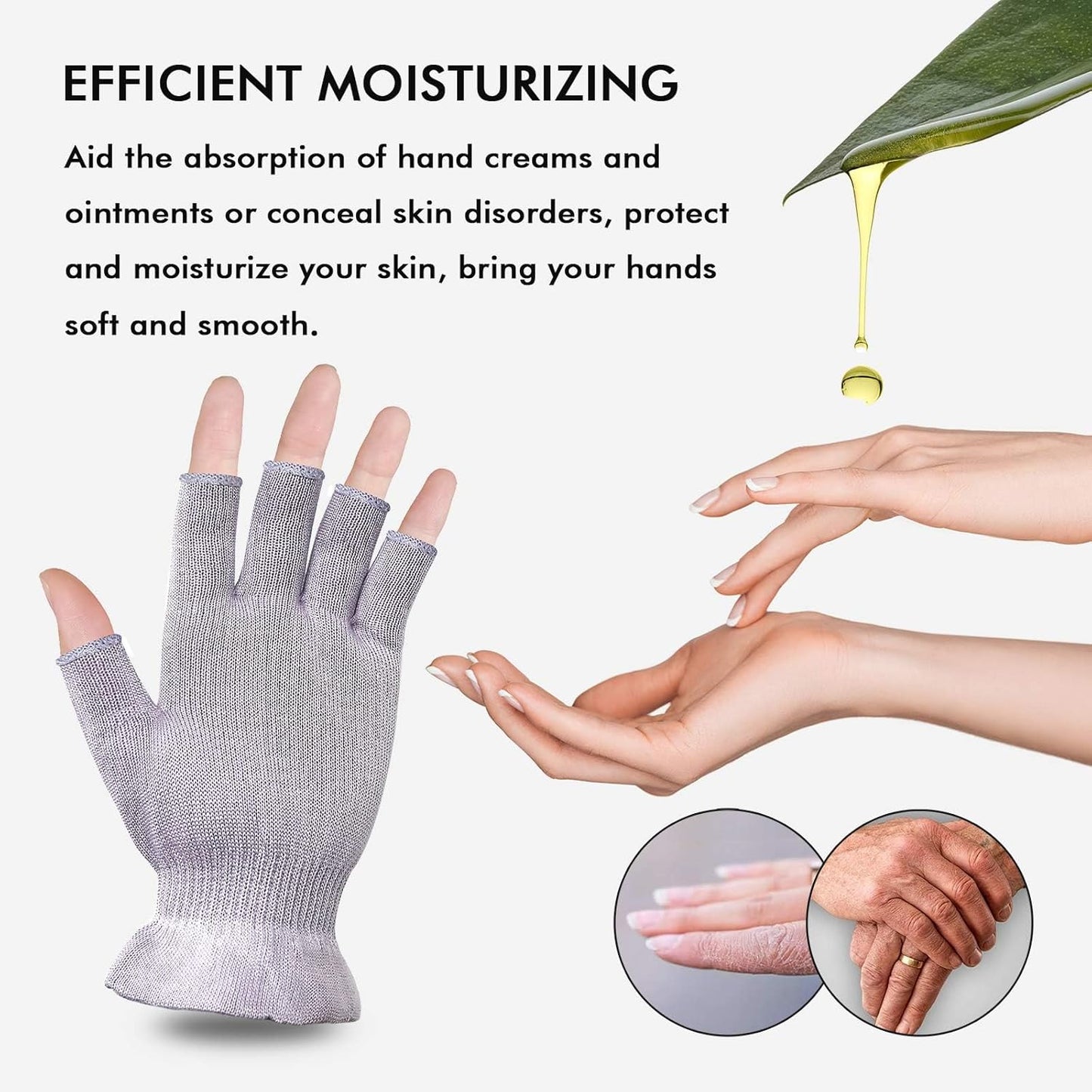 MIG4U Fingerless Moisturizing Gloves, Half Finger Touchscreen Beauty Glove for Eczema, SPA, Dry Hands, Skin Treatment, Summer Sun UV Protection, Pale Purple, 1 Pairs L/XL