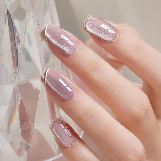 AILLSA Cat Eye Gel Nail Polish Purple Crystal Glitter Polish with Magnet, Smokey Glass Jelly Nail Polish Sparkle Shimmer Reflective Translucent Color U V Gel Salon DIY at Home 0.5 OZ GF23