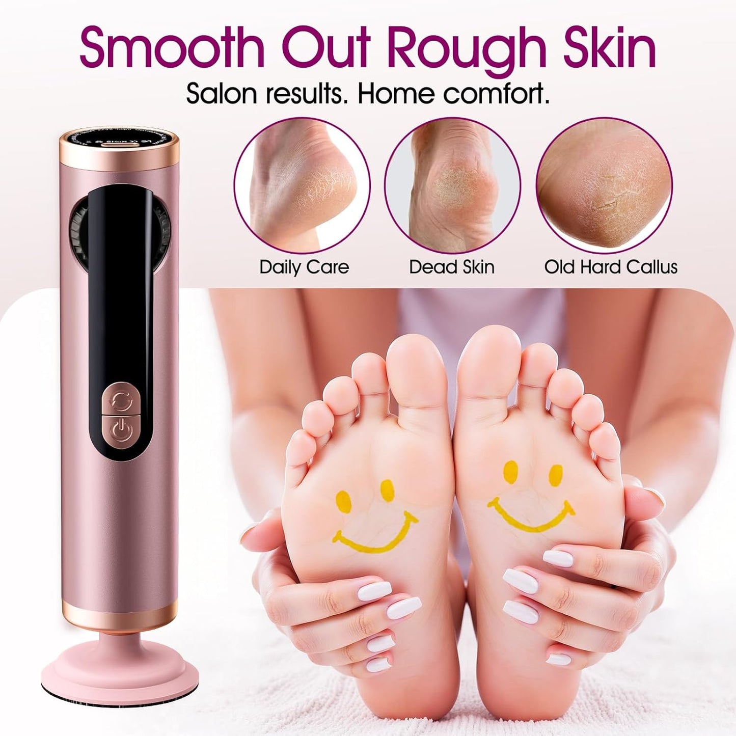 Electric Foot Callus Remover Rechargeable, Professional Pedicure Tools for Feet with 40PCS Sandpaper Discs, Adjustable Speed Heel Scraper for Cracked Heels, Foot Scrubber File for Dry Dead Skin