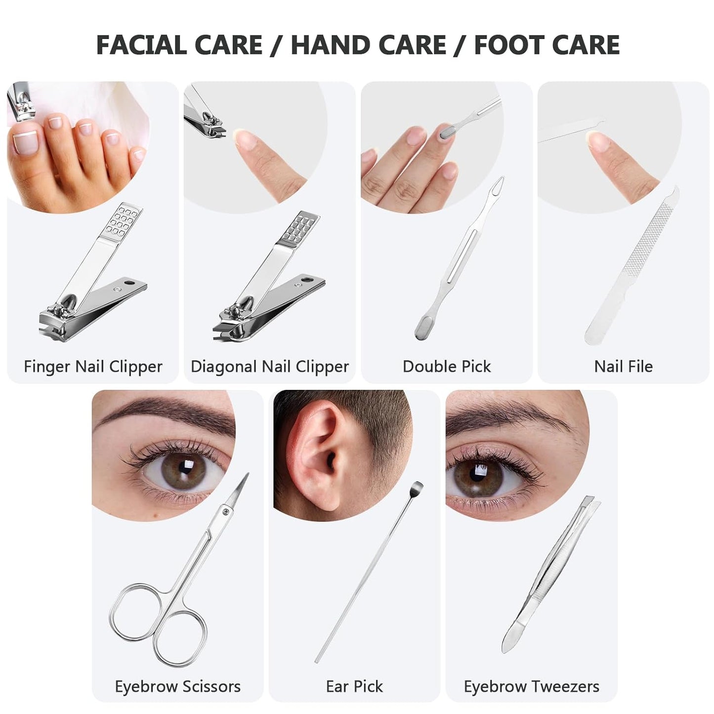 12 Set Manicure Set Bulk Mini Manicure Nail Clipper Kit 7 in 1 Stainless Steel Professional Nail Care Pedicure with Travel Portable Bag Grooming Kits for Women Men Home(Black)
