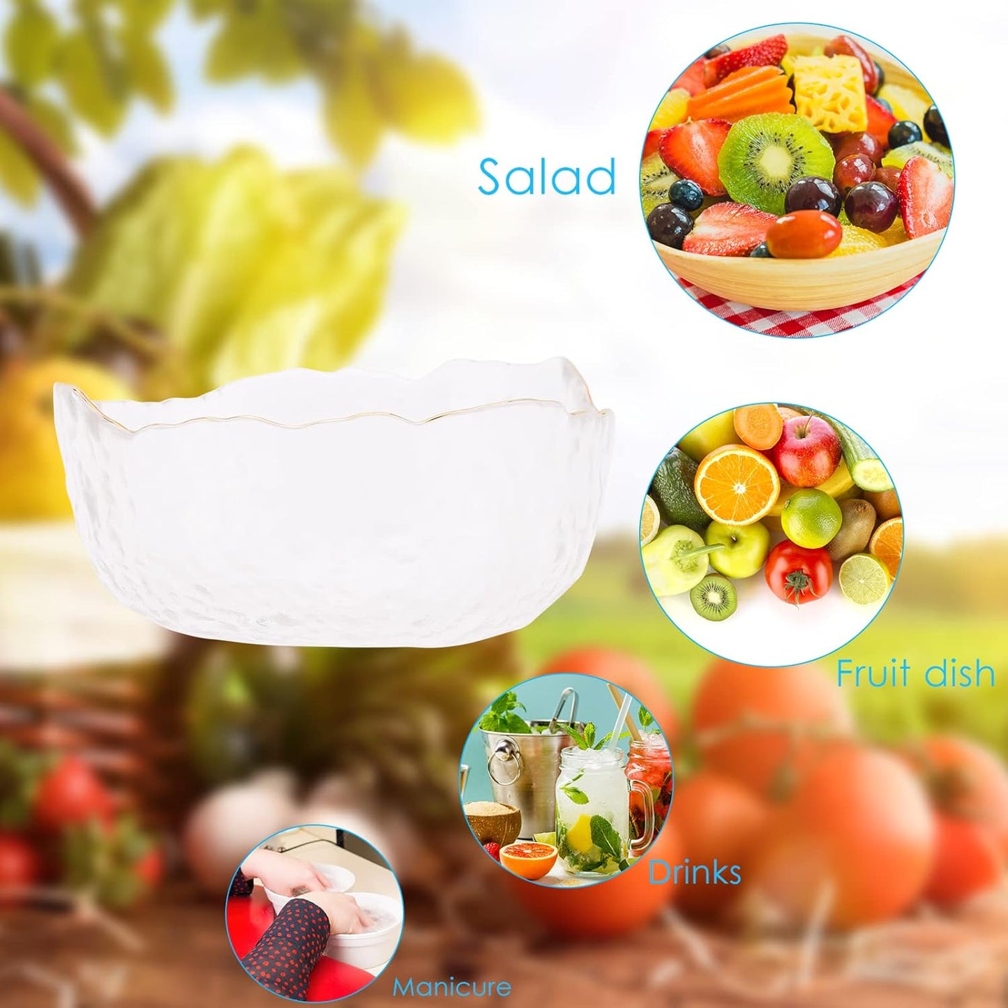 SOONHUA Nail Art Manicure Care Soak Bowl Tray, Hand Soaking Bowl for Nail Treatment Polish Removal (Transparent)