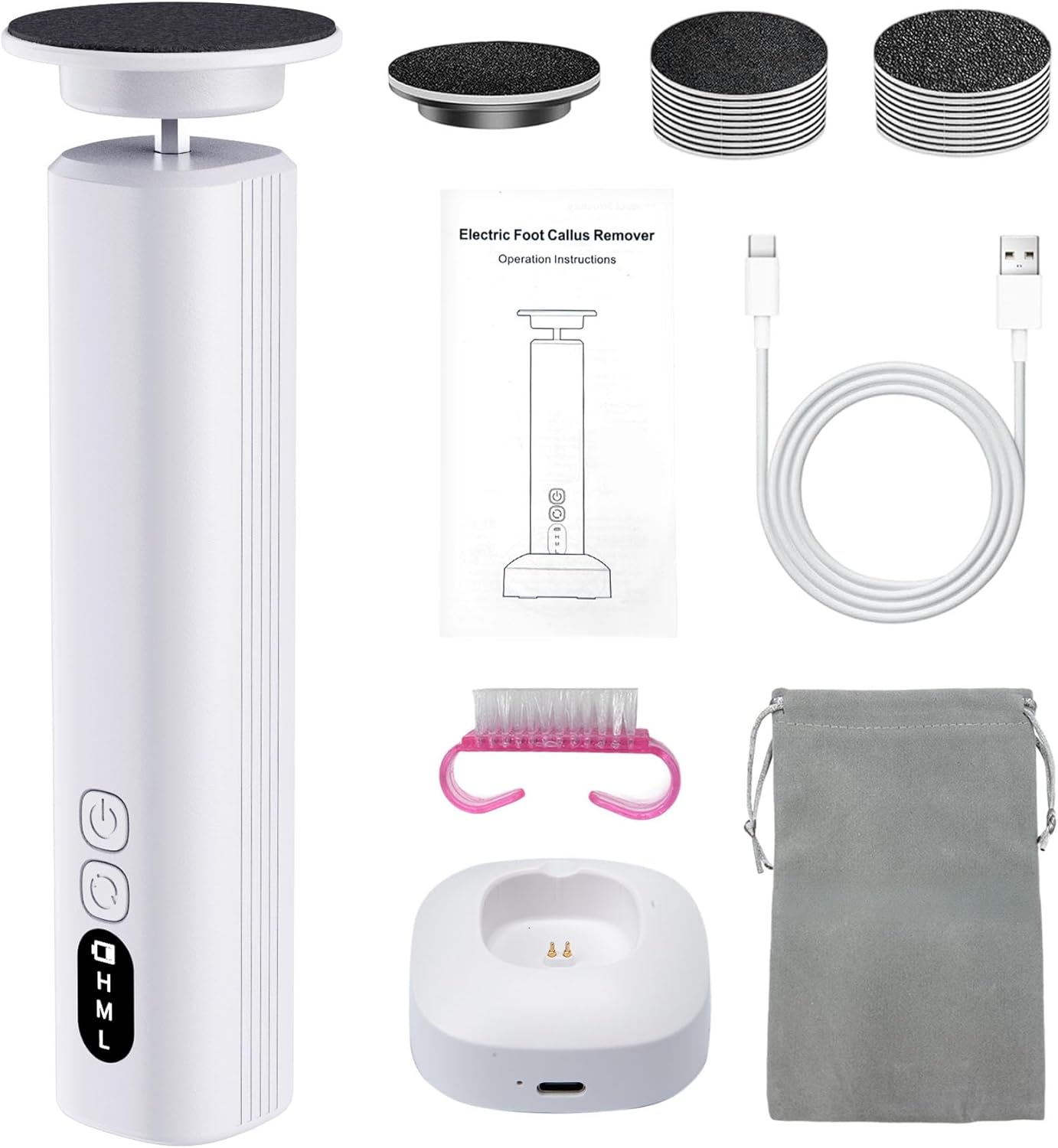 Electric Foot Callus Remover Rechargeable, 6 Speeds, Charging Base, Portable Electric Foot File Pedicure Tools for Dead Skin & Cracked Heel