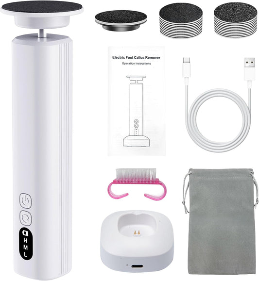 Electric Foot Callus Remover Rechargeable, 6 Speeds, Charging Base, Portable Electric Foot File Pedicure Tools for Dead Skin & Cracked Heel