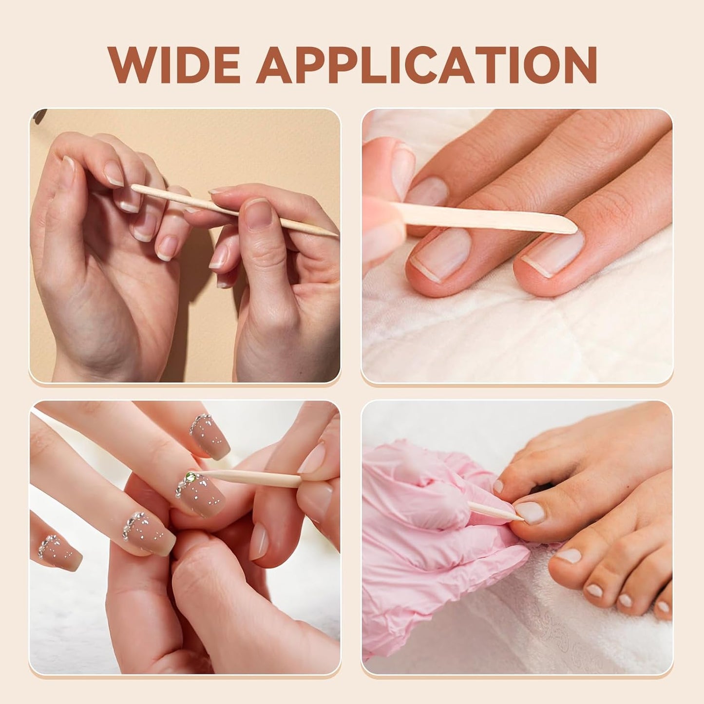 450 Pcs Orange Wood Sticks for Nails, 4.5 Inch Orangewood Nail Swatch Sticks, Wooden Cuticle Pusher Sticks Tools for Manicure & Pedicure, Double Sided, Skin-Safe (450p)