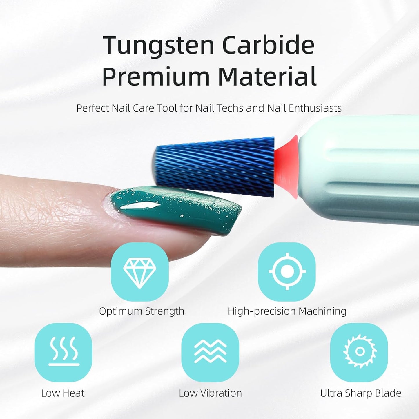 Fine Safety Tapered Nail Drill Bits, Blue Nano Smooth Top Barrel Nail Bit, 3/32 Two-way Carbide Drill Bits for Nails, Electric Drills Files Accessories Removal Manicure Soft Gel