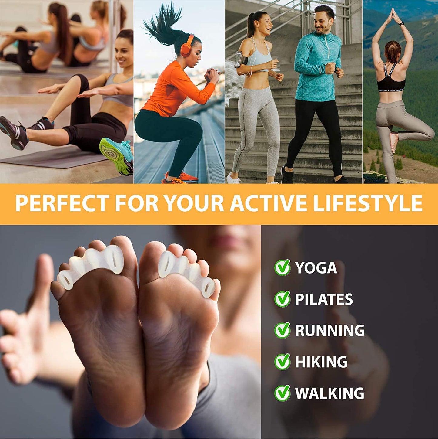 Toe Spacers Firm for Advanced Users - Toe Separators for Alignment, Toe Straightener for Foot Pain Relief, Silicone Bunion Corrector for Women Big Toe, Supports Foot Health