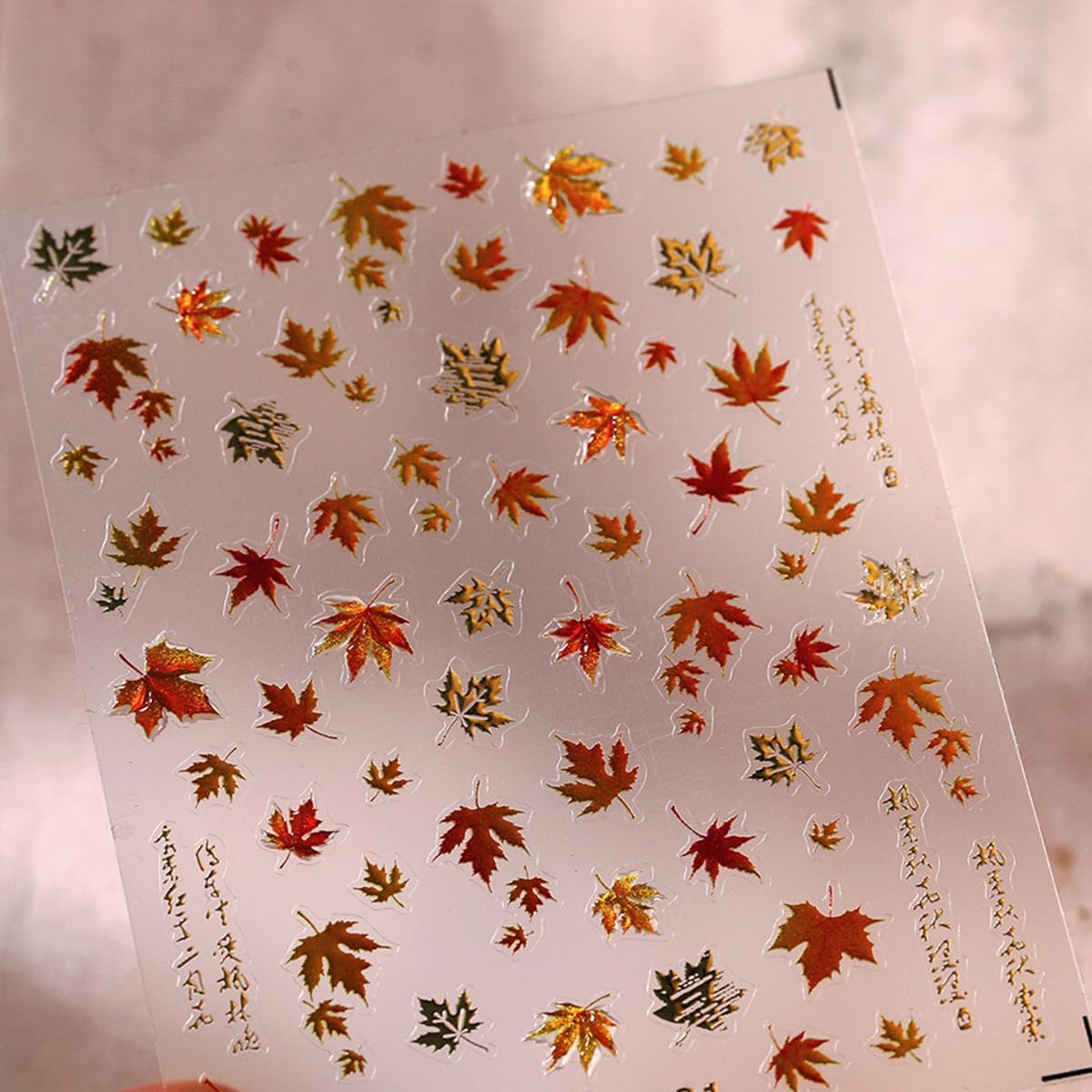 Autumn Maple Leaves Nail Stickers - 5D Embossed Thanksgiving Day Nail Art Decals, Gold Maple Leaf Fall Stickers, Self-Adhesive