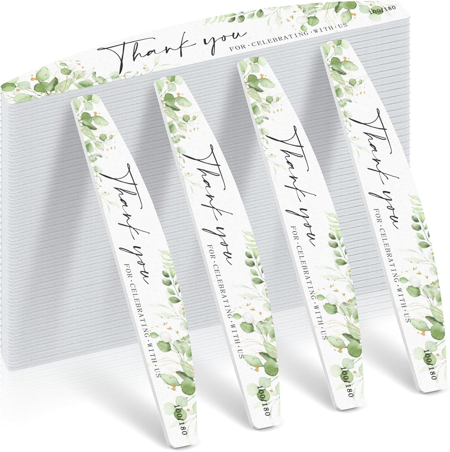 50 Pcs Wedding Nail Files Bulk Party Favors Bridal Shower Nail Files 100/180 Grit Eucalyptus Sage Green Bachelorette Baby Shower Nail File for Women Acrylic Nail Emery Boards Doubled Sided Nail Buffer