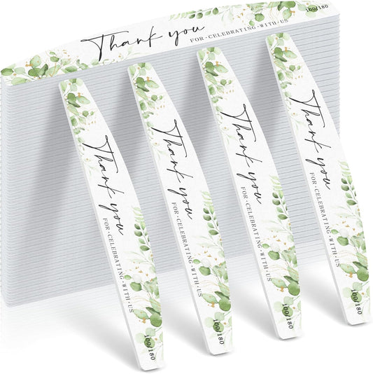 50 Pcs Wedding Nail Files Bulk Party Favors Bridal Shower Nail Files 100/180 Grit Eucalyptus Sage Green Bachelorette Baby Shower Nail File for Women Acrylic Nail Emery Boards Doubled Sided Nail Buffer