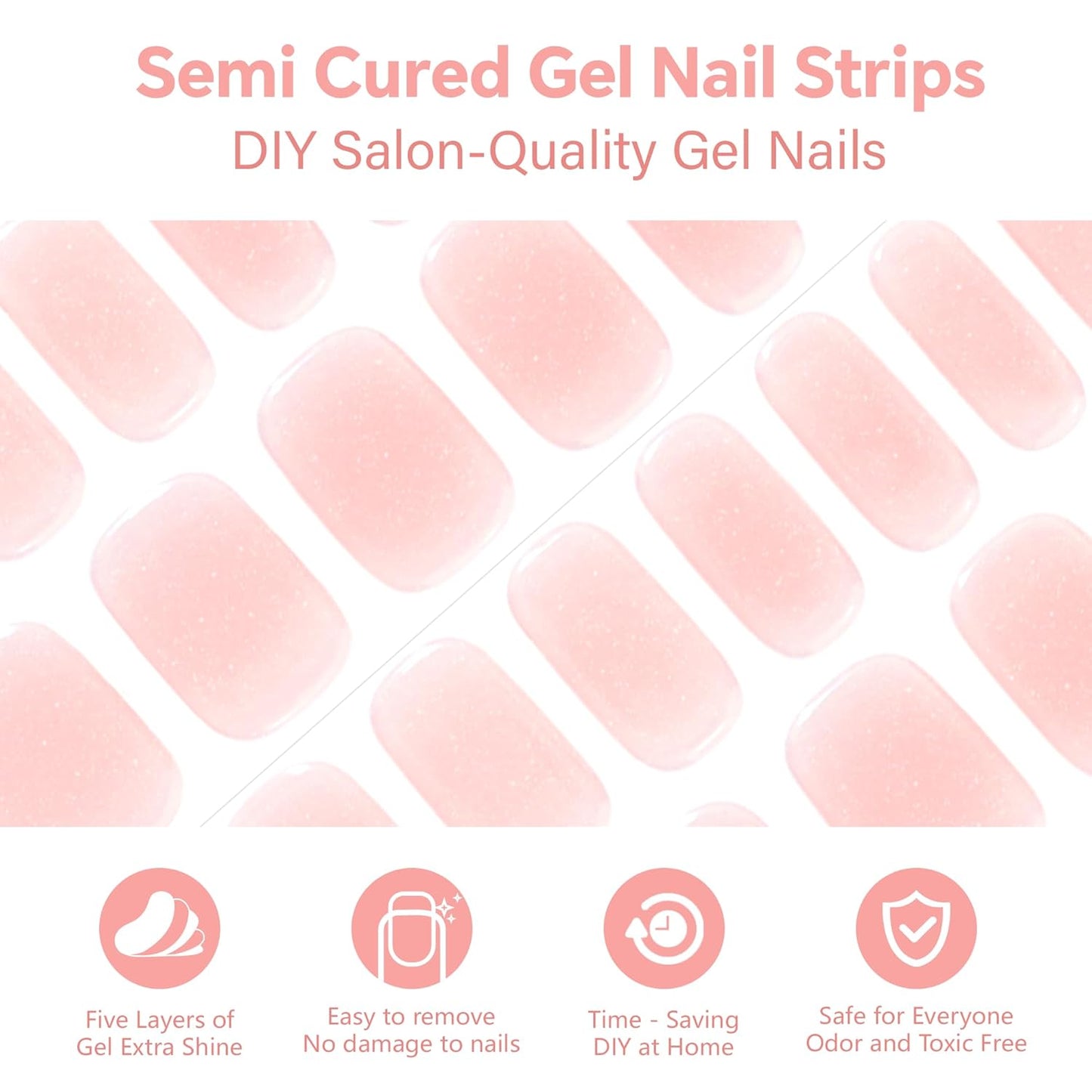 Semi Cured Gel Nail Strips-Salon Quality Semi-Cured Gel Press On Nails Stickers Strengthening Quick DIY Nail Art Manicure Kits for Women at Home 14-Day Wear(Nebula Veil Gradient)