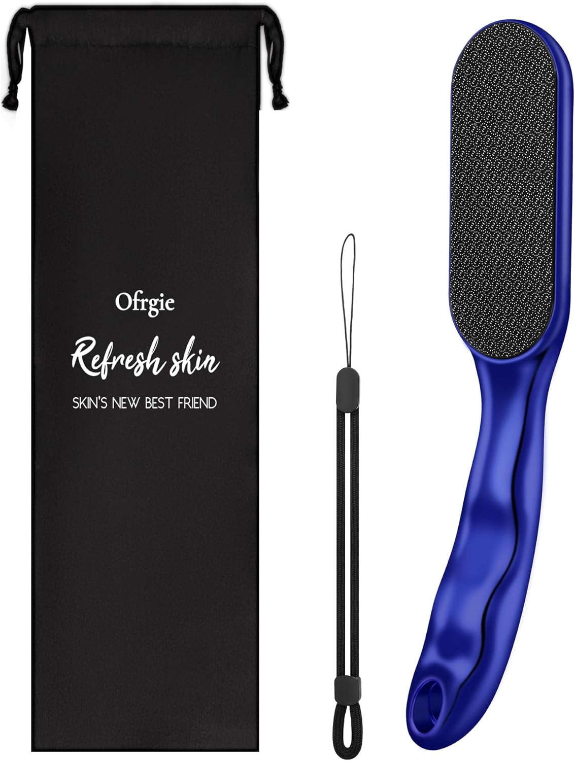 Nano Glass Foot File Foot Callus Remover Scrubber in Shower, Pedicure Tools Feet Scrubber Dead Hard Skin, Anti-Slip Handle Rope & Storage Bag Foot Files for Wet and Dry Feet Care Gift Blue