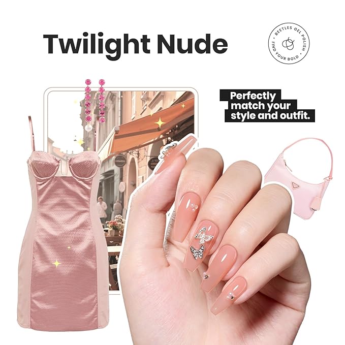 Bettles Jelly Nail Polish Set - Twilight Nude 6 Colors Quick Dry Nail Polish Kit Sheer Nude Pink Brown Regular Neutral Colors Nail Lacquer DIY Manicure Art Salon Fall Gift for Women