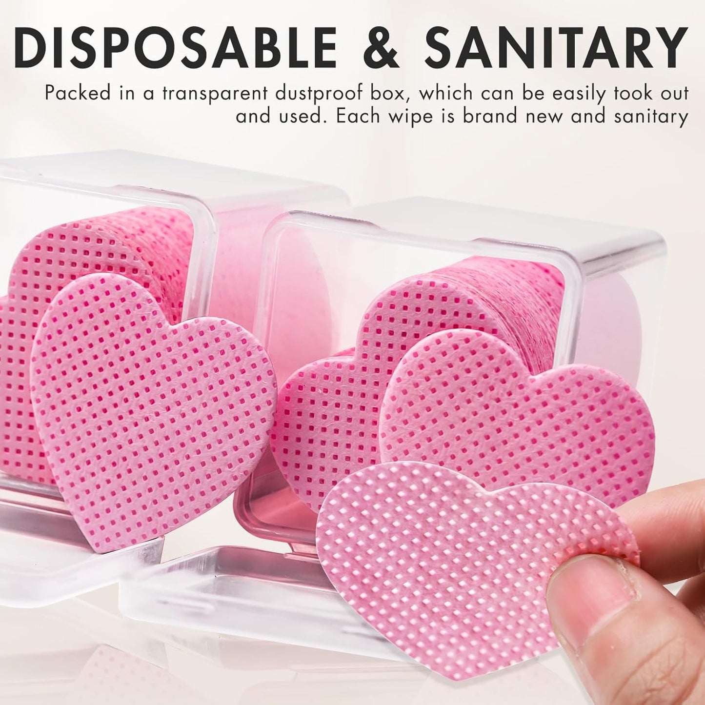 400 PCS Eyelash Extension Glue Wipes - Lint Free Non-Woven Fabric for Lash Extension Supplies and Nail Polish Remover (Pink)