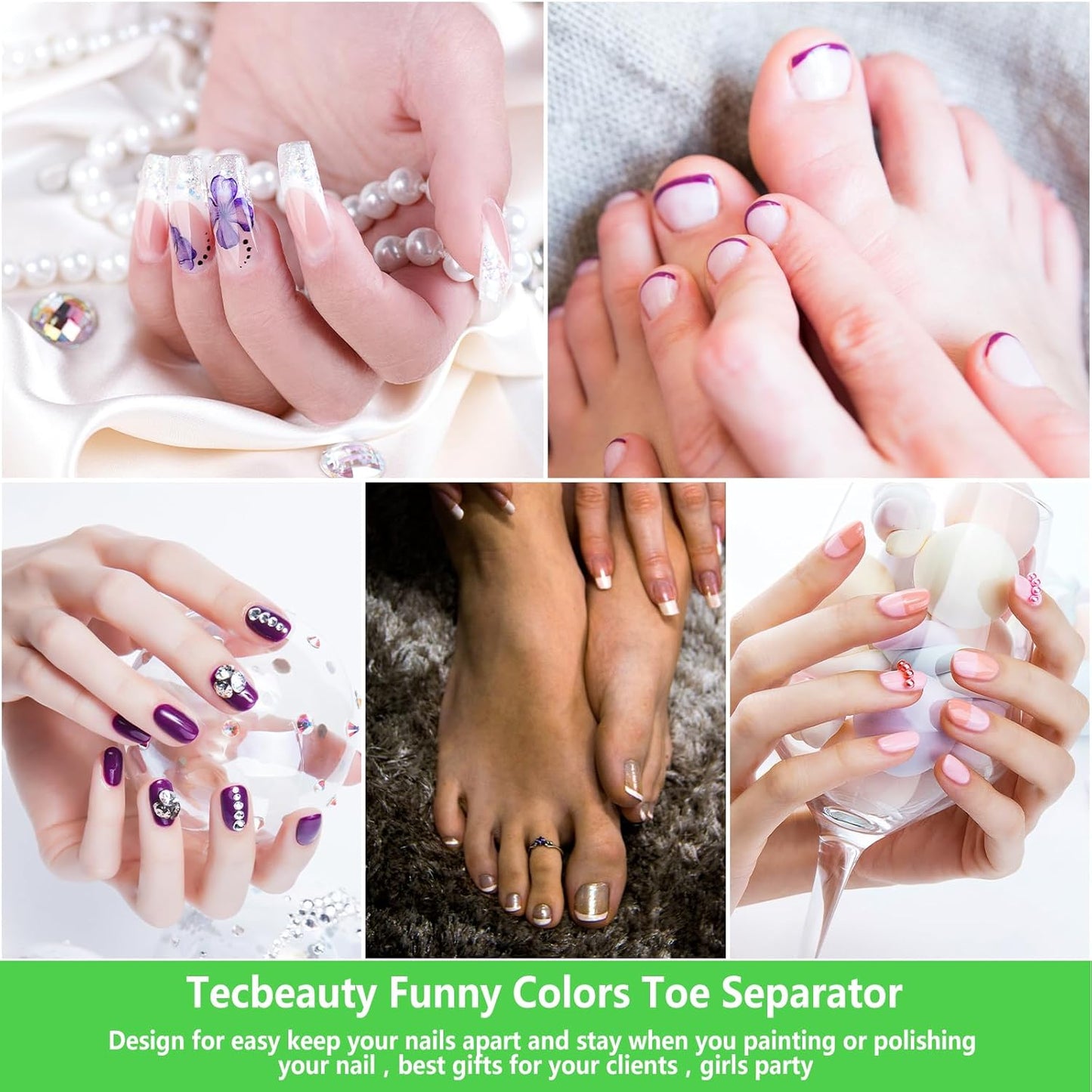 Toe Separators Set - 52 Pieces Premium Pedicure Tool, Spa Party Salon Polishing Separator (Green)