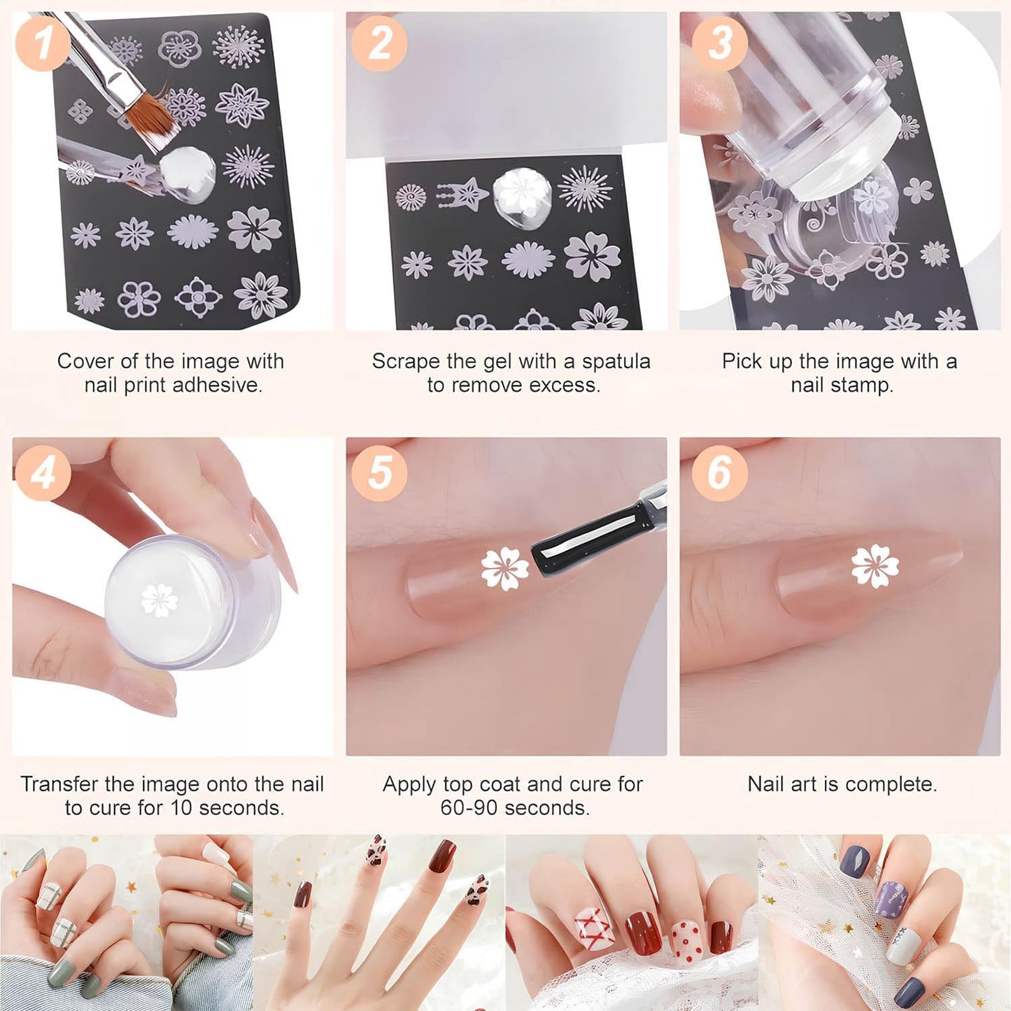 17 PCS French Tip Nail Stamp,French Tip Tool Kit With with Nail Art Brushes for Home Manicure Diy Nail Art Salon Gifts for Girls(Black)