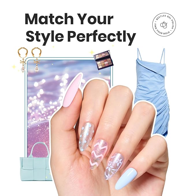 Beetles Pearl Nail Polish Set, 6 Colors Dreamy Pastel Quick Dry Nail Polish Kit, Glitter Long Lasting Shine DIY Manicure Gift for Women Girl Christmas Nail Art
