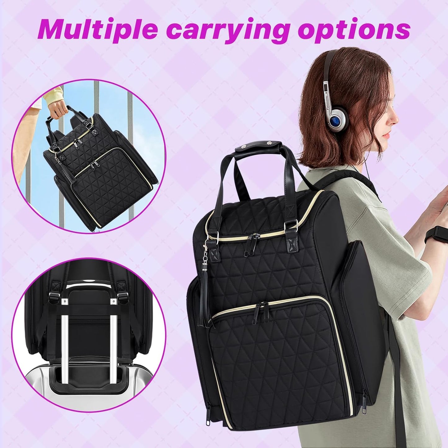 Nail Bag Organizer Case Backpack, Nail Bag Holds 80 Bottles (15ml-0.5 fl.oz) and Nail Lamp, Nail Polish Case with 2 nail polish Bag, Portable Travel Backpack for Nail Tech Supplies Manicure Tools