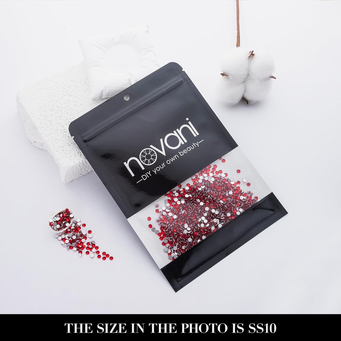 Novani 3000 Pieces Flatback Rhinestones Glass Round Gems Red Crystals for Nail Art DIY Crafts Clothes Shoes,SS10,2.7-2.9mm